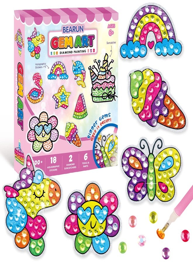 BEARUN Gem Art, Kids Diamond Painting Kit-Big 5D Gem, Arts and Crafts for Girls Ages 6-12, Create Your Own Magical Stickers and Suncatchers - Diamond Art Gift for Girls Ages 6, 7, 8, 9, 10-12, 6-8 - Image 1